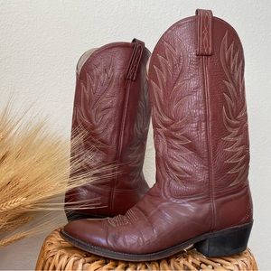 Vintage Acme Cognac Brown Leather Cowboy Boots